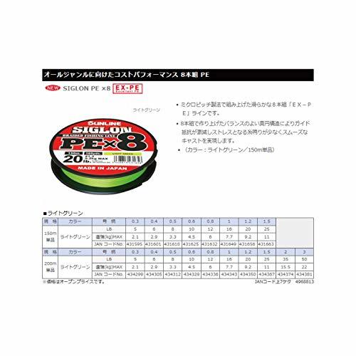 サンライン(SUNLINE) ライン シグロン PEx8 200m ライトグリーン 0.6号 10LB J_画像4