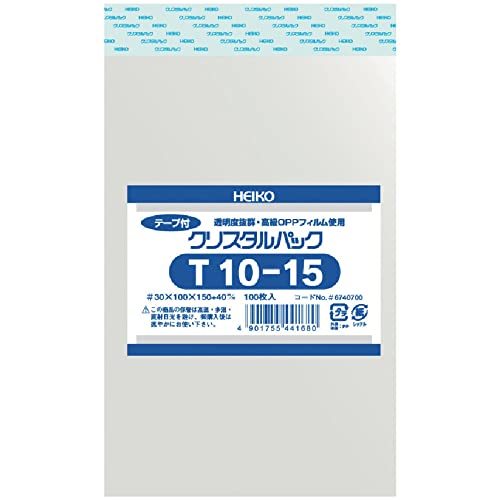 シモジマ ヘイコー 透明 OPP袋 クリスタルパック テープ付 10×15cm 100枚 T10-15 006740700の画像1