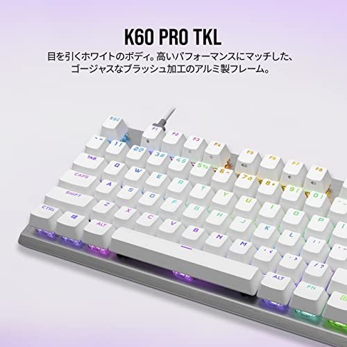 CORSAIR K60 PRO TKL RGB ゲーミングキーボード Corsair 自社独自OPX軸採用 日本レイアウト かな印_画像2