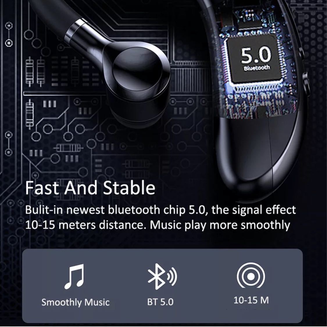 ワイヤレスイヤホン Bluetooth 5.0 イヤホン　 ブルートゥース イヤフォン イヤホンマイク 片耳　USB 充電 高音質　軽量 ホワイト _画像3