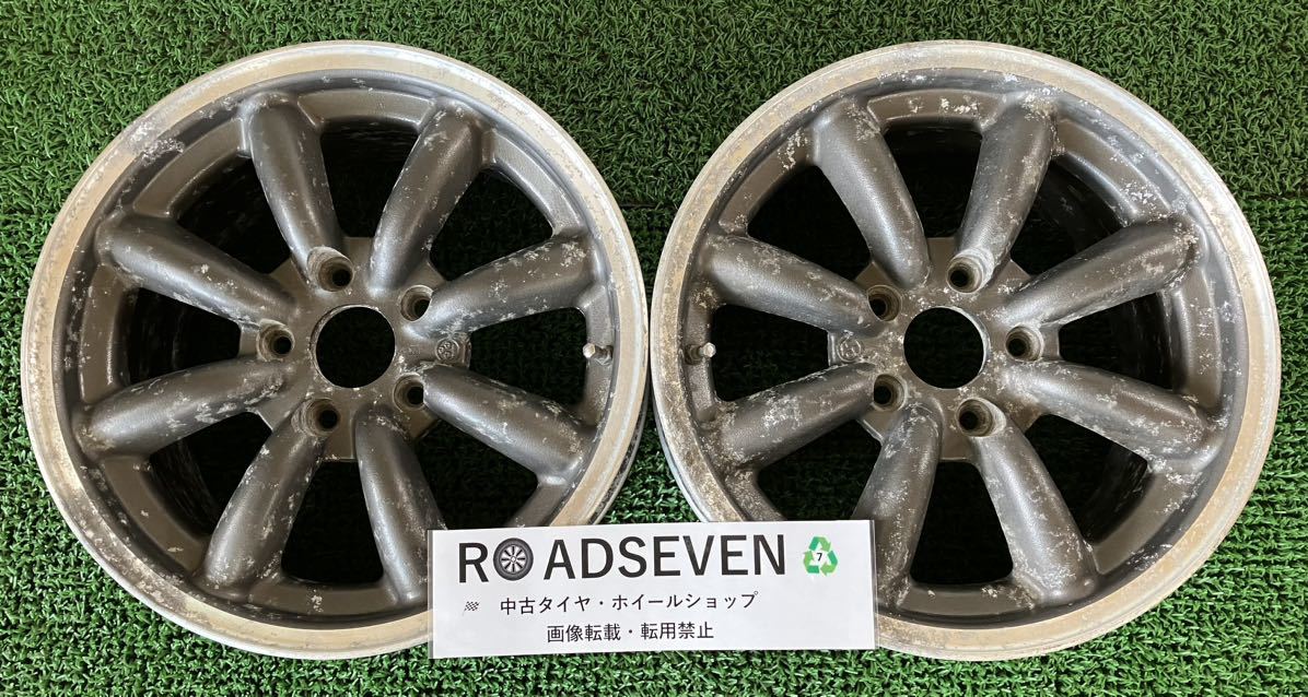 ★Watanabe ワタナベ 8スポーク F8Fタイプ 当時品 旧車 16インチ 16×8J +45mm位(手計) PCD114.3 5H 2本Set 中古 ★腐食状態 ★送料無料_画像1