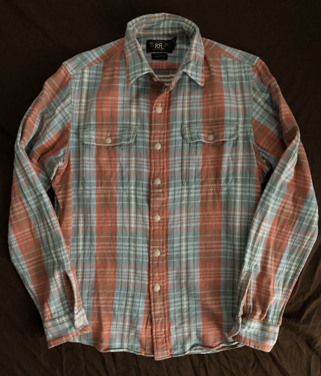 【名作】美品 RRL FLANNEL PLAID CHECK SHIRT ダブルアールエル プレイド チェック フランネル シャツ ラルフローレン M_画像2