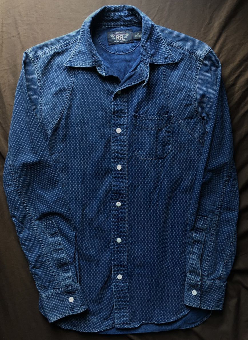 【名作】極美品 RRL POLKADOT WORK SHIRT ダブルアールエル ポルカドット ウォバッシュ ワバッシュ ラルフローレン シャツ 30s XS_画像2