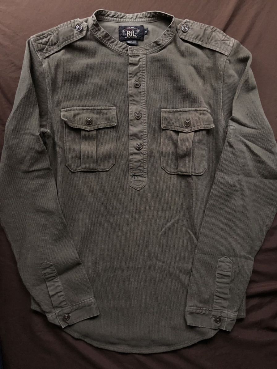 【傑作】極美品 RRL MILITARY HENLEY NECK SHIRTダブルアールエル ミリタリー カーキ 鹿の子 ヘンリーネック シャツ XS_画像4