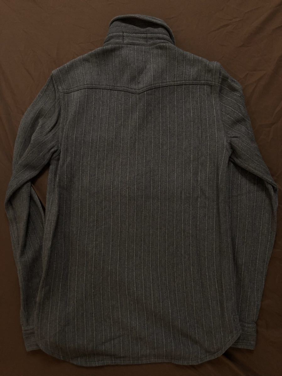 【傑作】美品 RRL WOOVEN STRIPE PULLOVER WORK SHIRTS ダブルアールエル メタルボタン ストライプ ジャガード 杢 ワーク シャツ XS_画像5