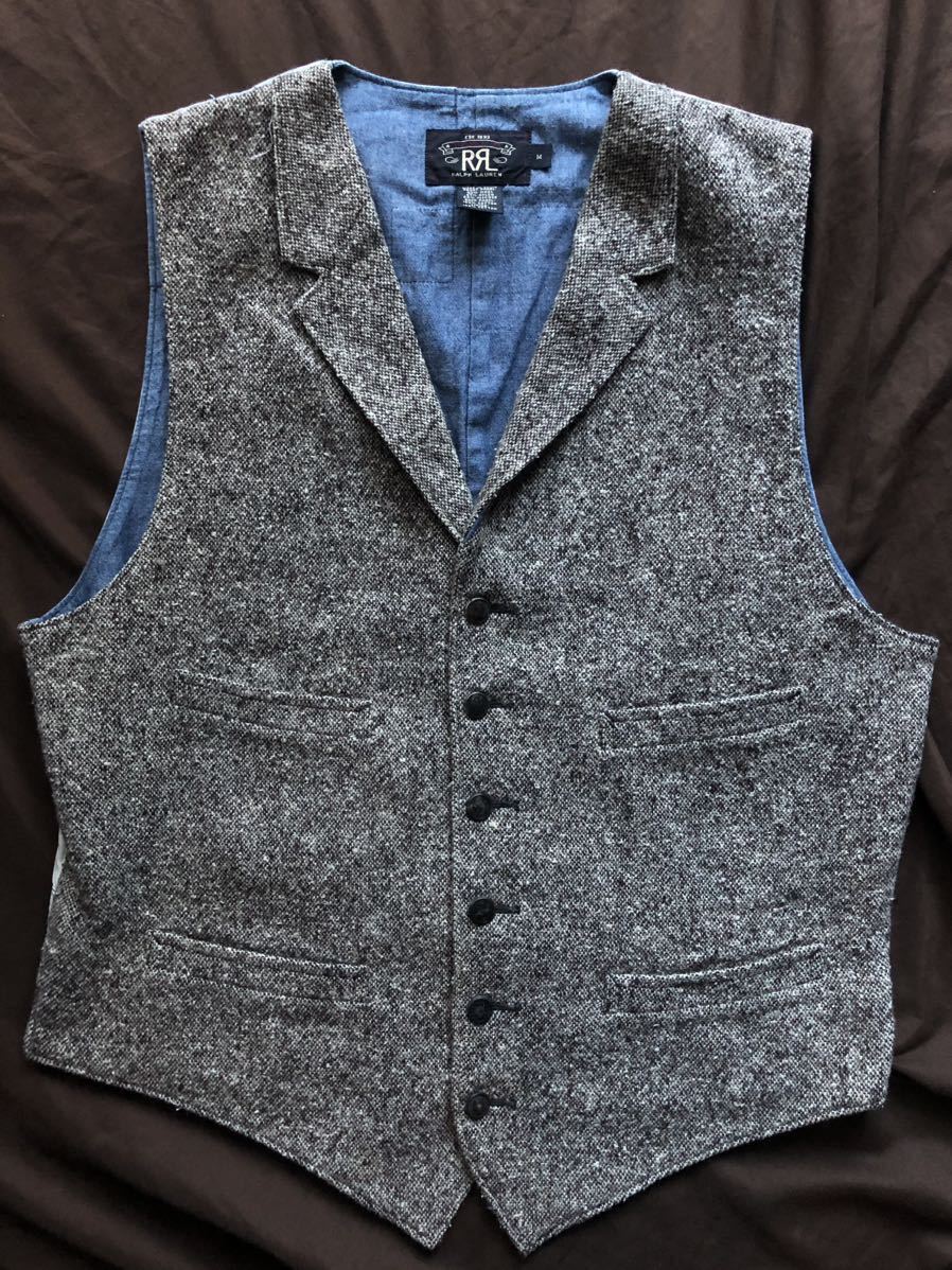 【傑作】極美品 RRL DONEGAL TWEED VEST ダブルアールエル パッチワーク 再構築 ドニゴール ツイード ベスト 2011年製 M_画像3