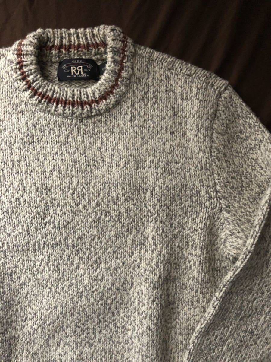 【名作】美品 RRL MARLED WOOL COTTON CREWNECK SWEATER ダブルアールエル 霜降り 杢 ニット セーター ラルフローレン 激渋 L_画像1