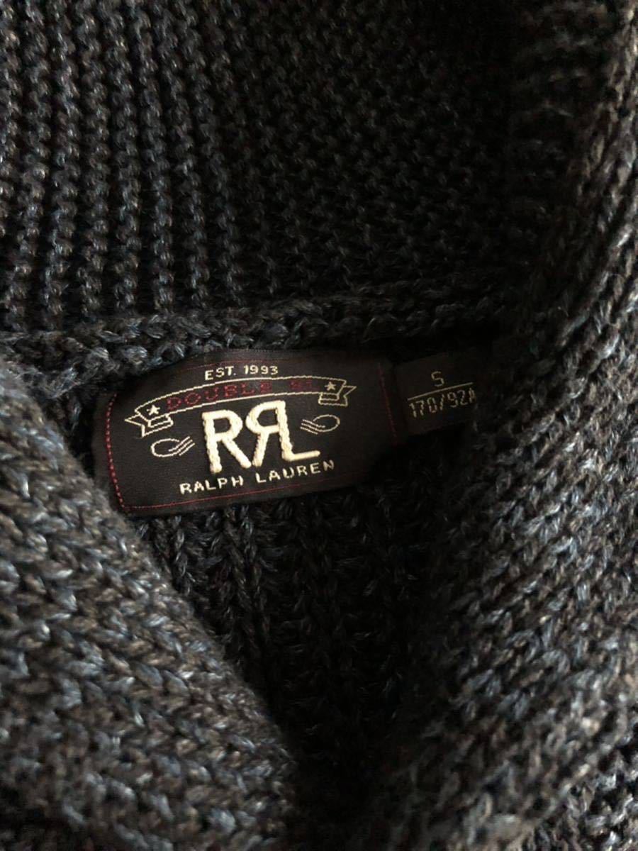 【名作】極美品 RRL BLACK&BLUE INDIGO CARDIGAN ダブルアールエル インディゴ ニット ショールカラー カーディガン ラルフローレン S_画像3