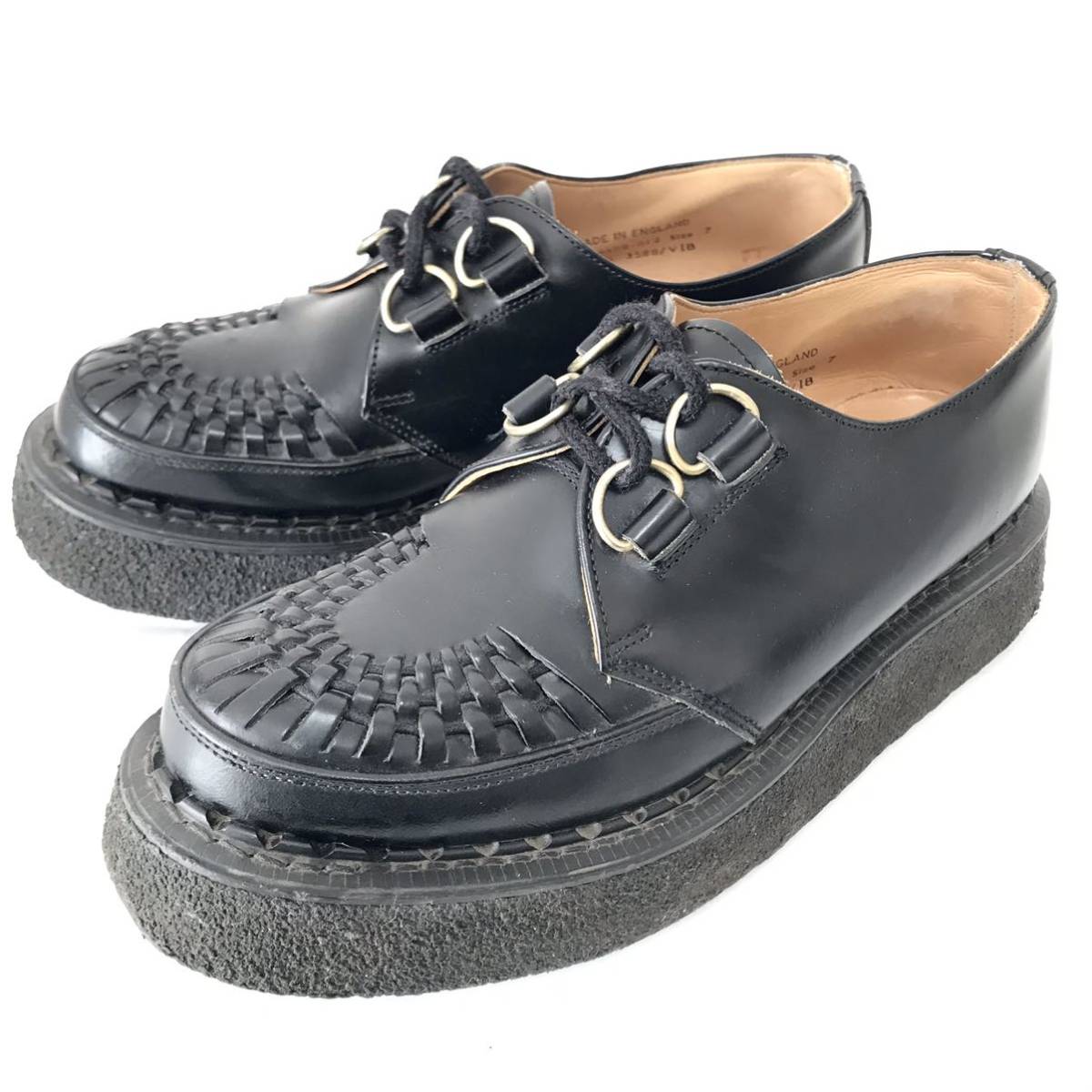 英国製ジョージコックスUK7ラバーソール黒メンズ革靴ギブソンシューズ
