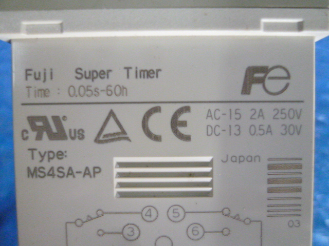 中古現状渡品 Fuji Electric FA Super Timer MS4SA-AP Volt：100-240VAC Time：0.6s to 60h スーパータイマー その2_画像7