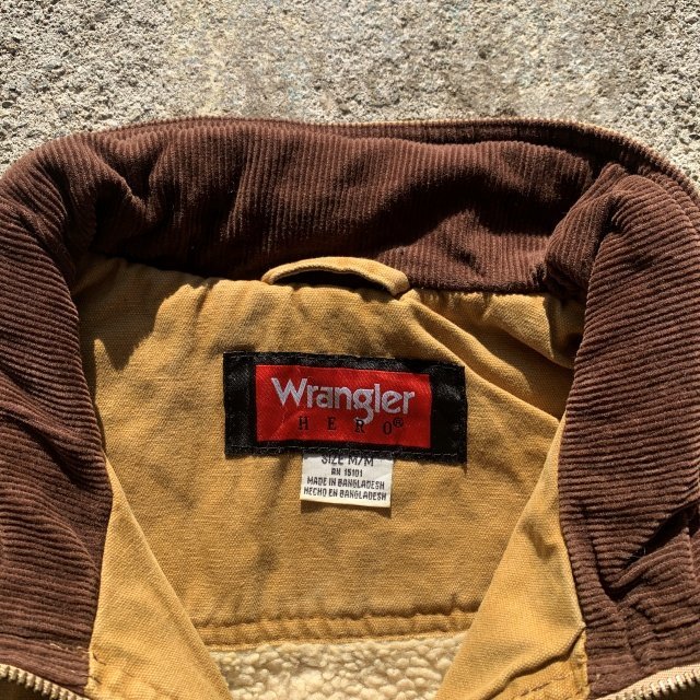 【M/L】Wrangler HERO 裏ボア ジップアップベスト 茶系■ビンテージ オールド レトロ アメリカ古着 90s ラングラー コットンツイル_画像4