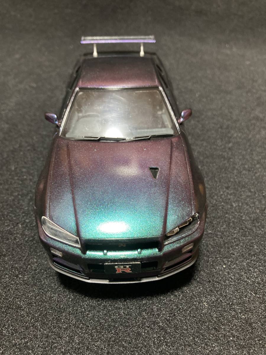 タミヤ 1/24 カーモデル ニッサン スカイライン GT-R R34 完成品 マジョーラ塗装 ジャンク品　_画像3