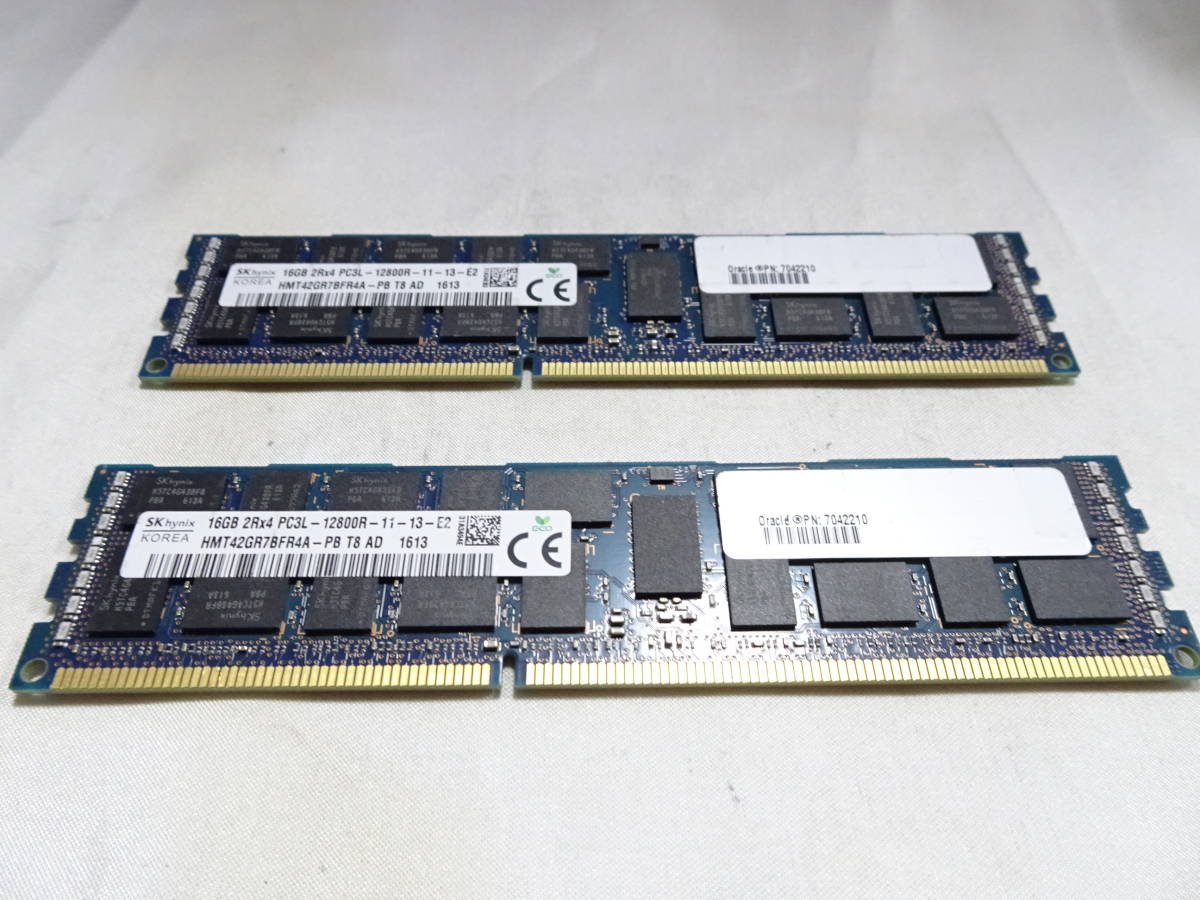 美品 SK Hynix サーバー用 メモリー DDR3L-1600 PC3L-12800R 1枚16GB×2枚組 合計32GB 両面チップ Registered ECC 動作検証済_画像4