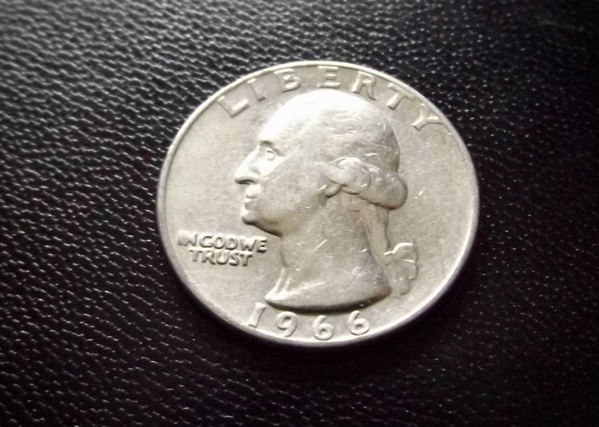 ヤフオク! - アメリカ ワシントン 25セントコインです 1966年...