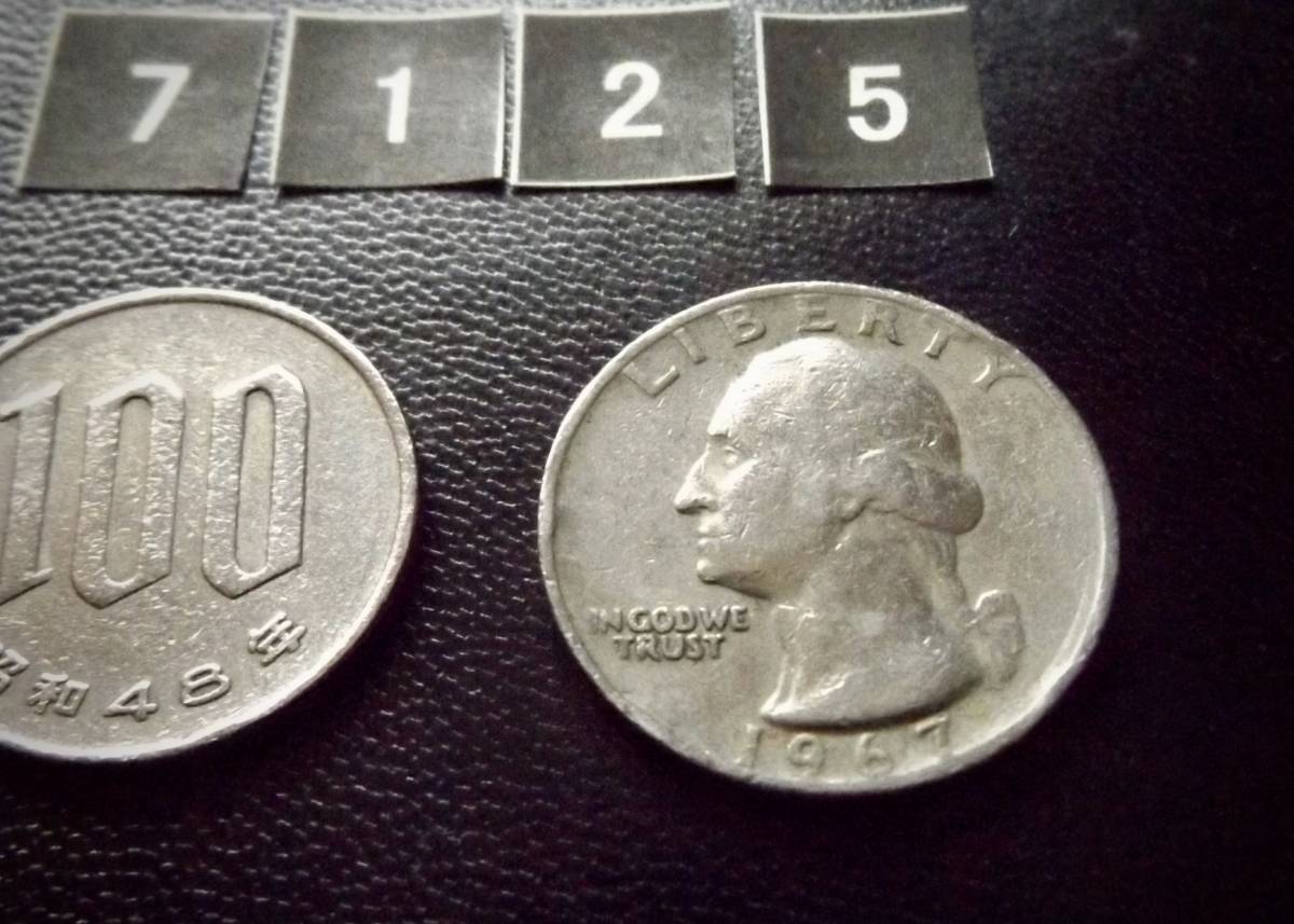 ヤフオク アメリカ ワシントン 25セントコインです 1967年
