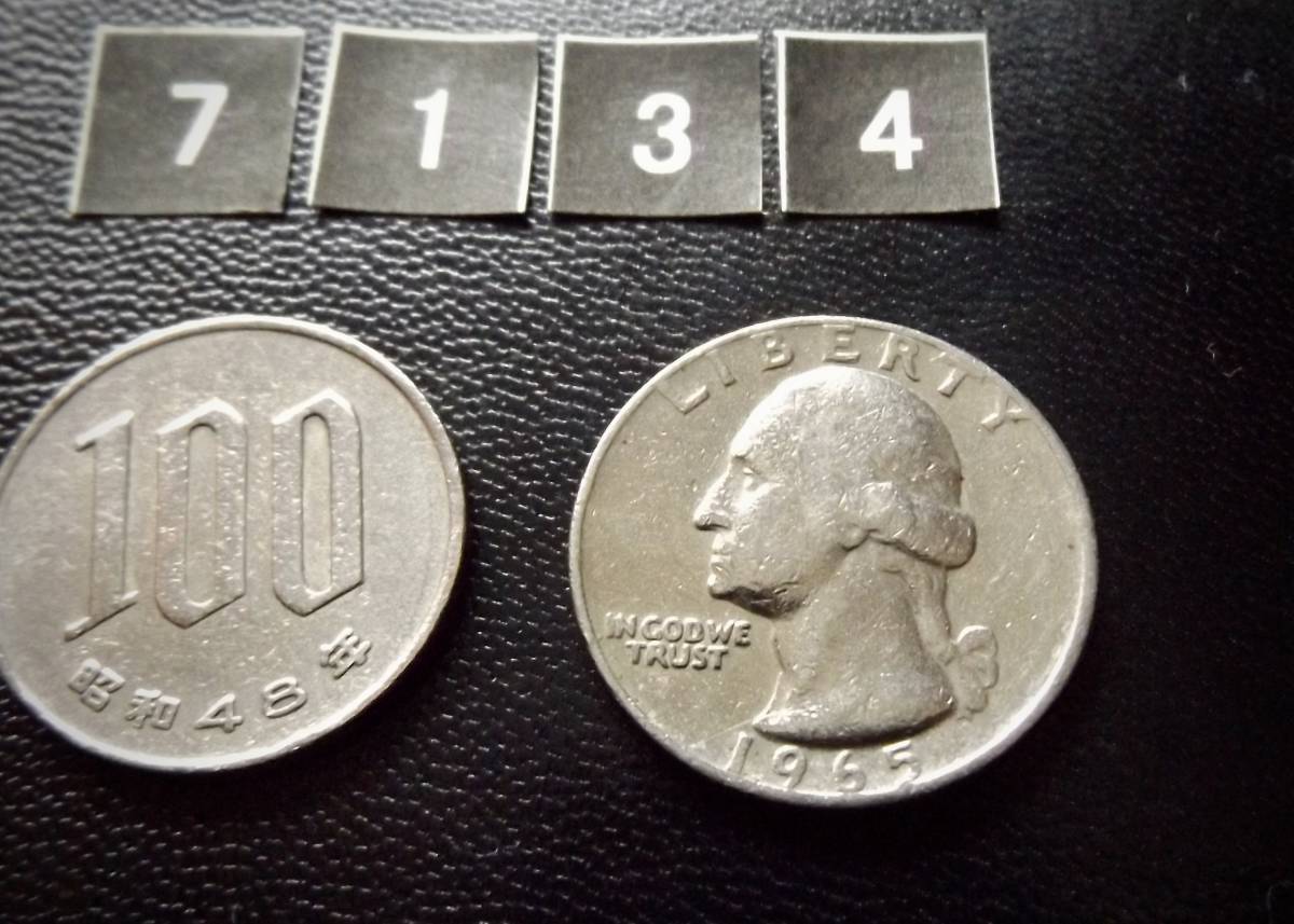 ヤフオク アメリカ ワシントン 25セントコインです 1965年