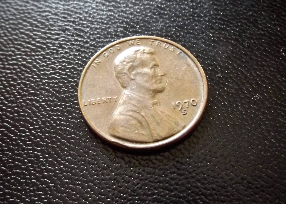 アメリカ合衆国　1セントコイン　1970年　S刻印　　送料無料です。（7371）リンカーン　USA貨幣　お金 貨幣　硬貨　ペニー　　_画像1