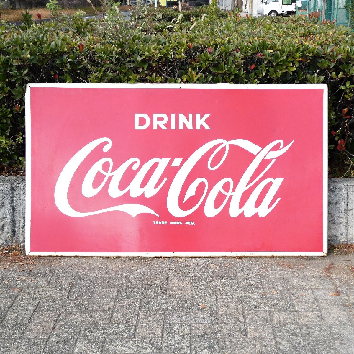 ○ コカ・コーラ Drink Coca-Cola ビンテージ コカコーラ 大型看板 約143cm×82cm 昭和レトロ ホーロー看板 ブリキ看板 店舗什器_画像1