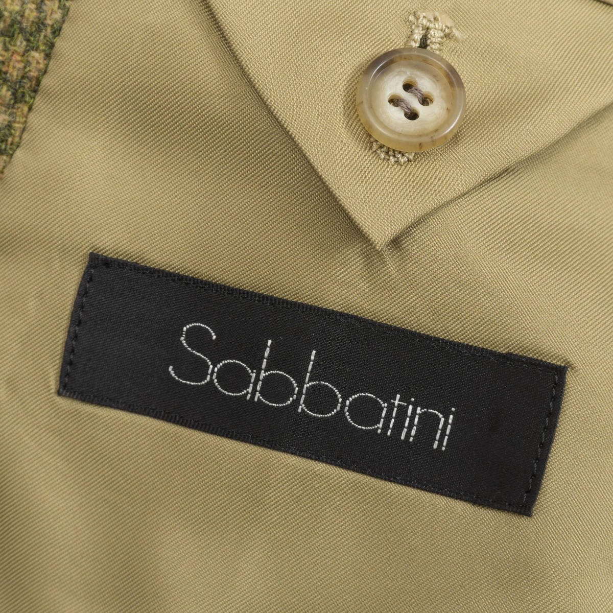 圧巻ツイードジャケット『Sabbatini』2L(c96~104,t175~185) イエローブラウン/千鳥格子 革釦 サバティニ メンズ 管理1196_画像4