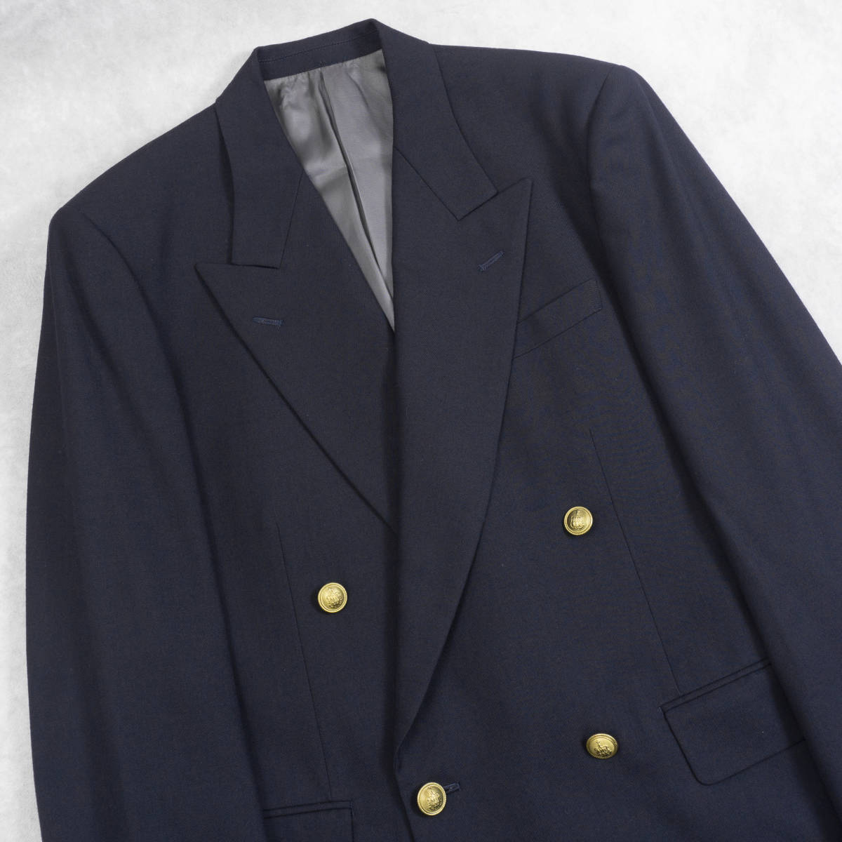 金ボタンのトラッドな1着『MEN'S BIGI』ウールジャケット Mサイズ ネイビー 日本製 紺ブレザー メンズビギ 管理11154_画像2