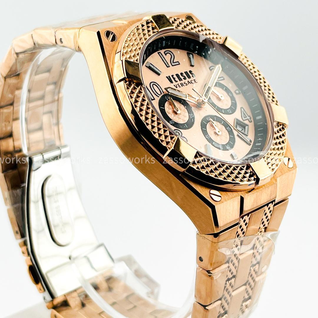 AB07 VERSUS VERSACE VSPEW0719 メンズブランド腕時計 ゴールド 高級感溢れるクロノグラフ ビッグサイズ 超人気モデル