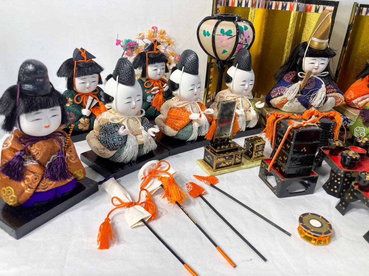 アンティーク 雛人形 木目込人形 15人飾 昭和レトロ インテリア 縁起物