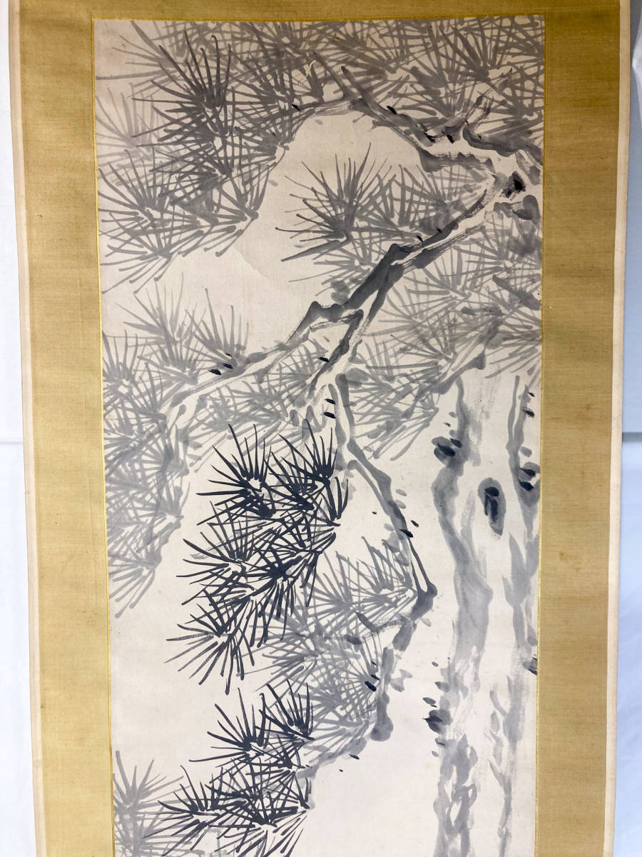 掛け軸 渡辺小崋 渡辺崋山の次男 絹本掛軸 風景 画家 木箱 共箱 書画 古美術 遠州画壇 山水画 古画 骨董 美術 アンティーク【1204.5】_画像4