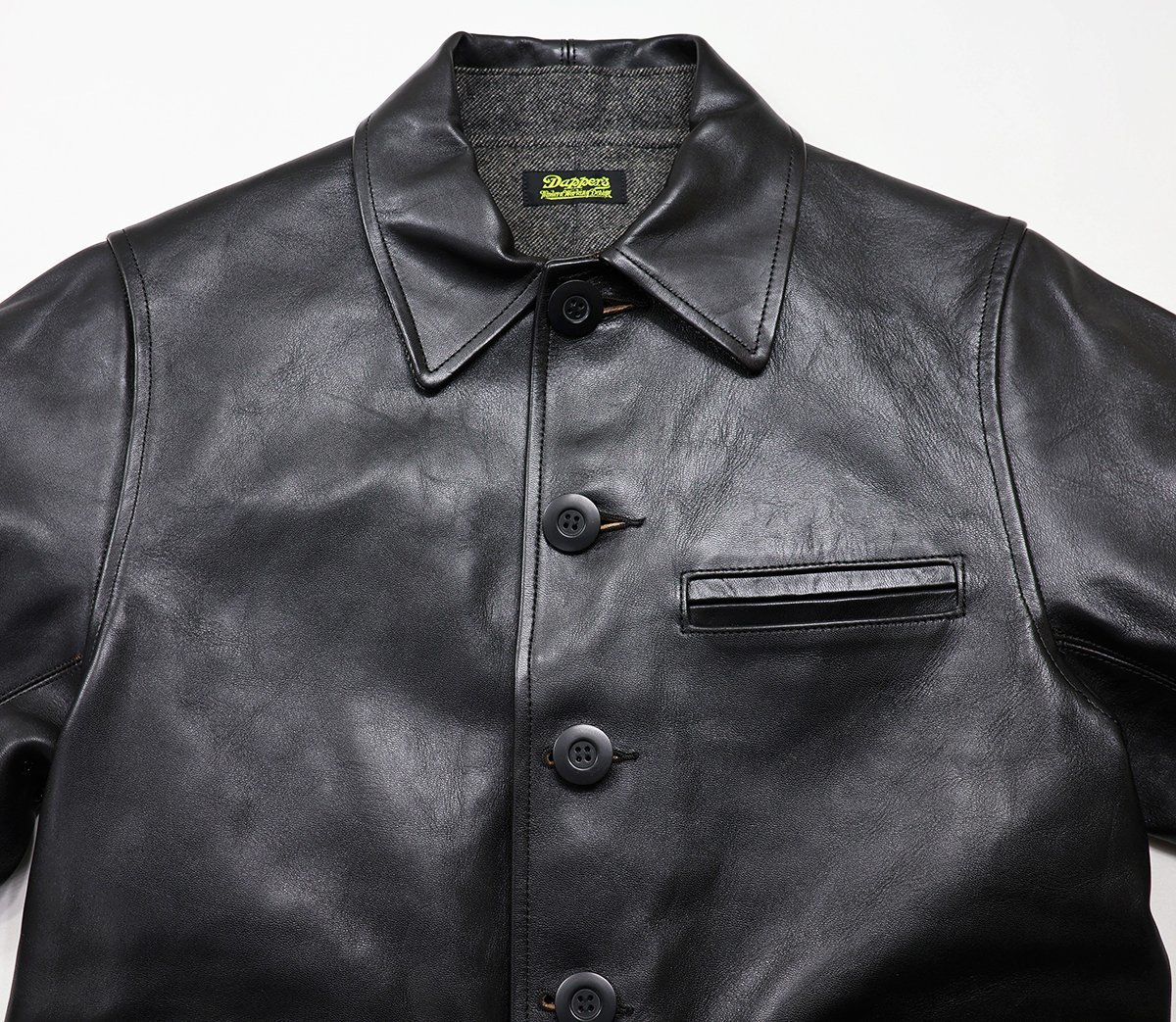 Dapper's (ダッパーズ) Lot 1437 Classical Leather Car Coat / クラシカル レザーカーコート 未使用品 ブラック size 38(M) / ジャケット_画像4