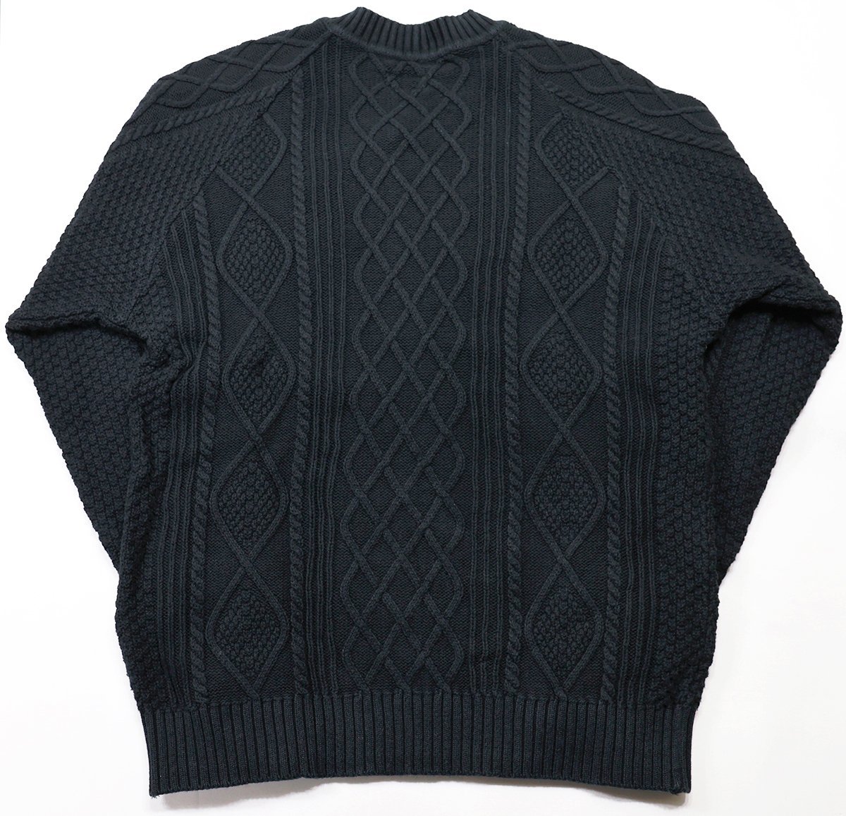 THE FLATHEAD (フラットヘッド) Cotton Knit V-Neck Sweater / ケーブル編み コットンニット Vネックセーター CL-KT002 ブラック size S_画像2