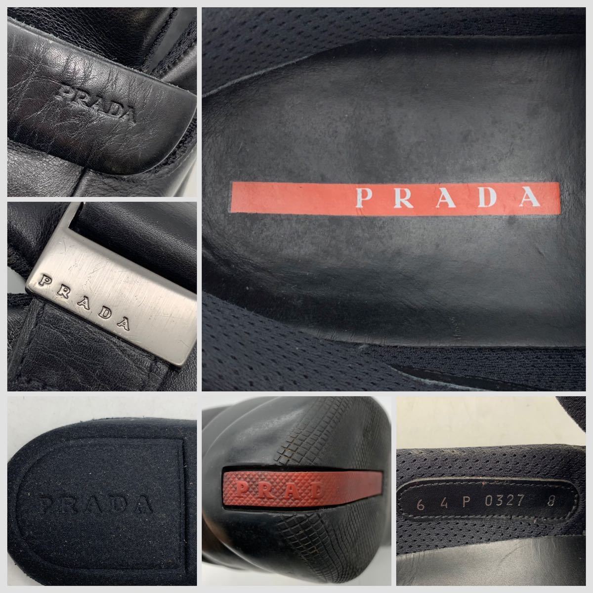 FN10505Q PRADA SPORTS プラダ スポーツ サイズ 8 日本サイズ 27cmイタリア製 マジックテープ ローファー スニーカー 靴 ブラック メンズ _画像9