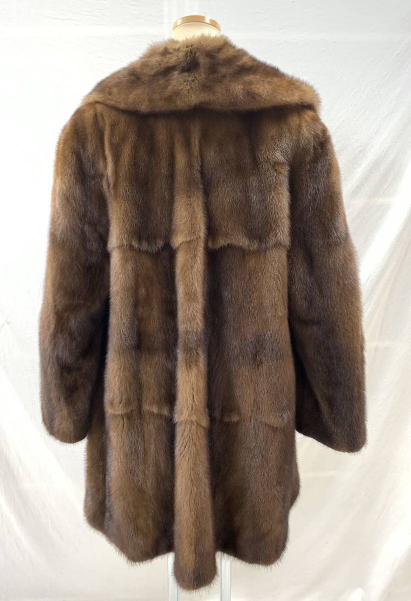 FN10577i【1000円スタート!!】PARTINA TOKYO FUR パルティーナ 毛皮 ミンク ファー セミロング コート ロングコート ブラウン 42 _画像5