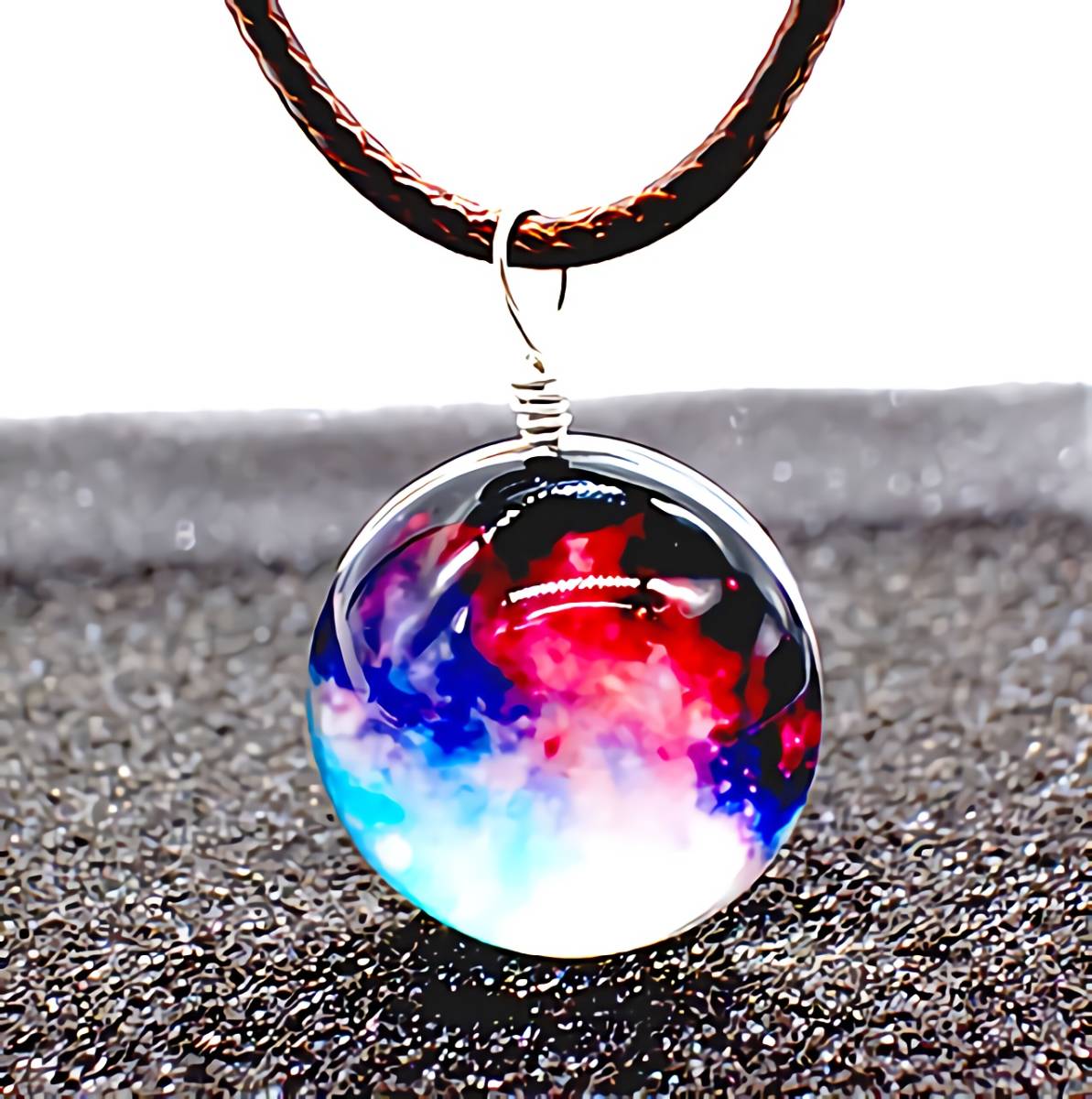  new goods 1 jpy ~* free shipping * cosmos. heaven lamp Milky Way Galaxy red flair sphere silver necklace birthday present travel consecutive holidays summer festival gift domestic sending 