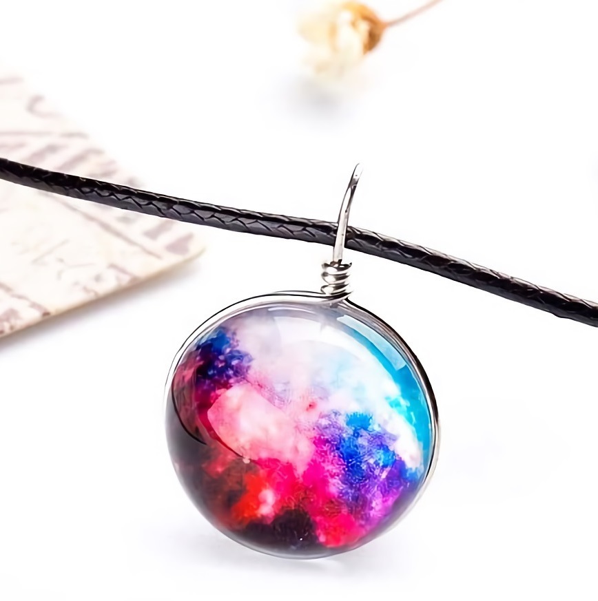 new goods 1 jpy ~* free shipping * cosmos. heaven lamp Milky Way Galaxy red flair sphere silver necklace birthday present travel consecutive holidays summer festival gift domestic sending 
