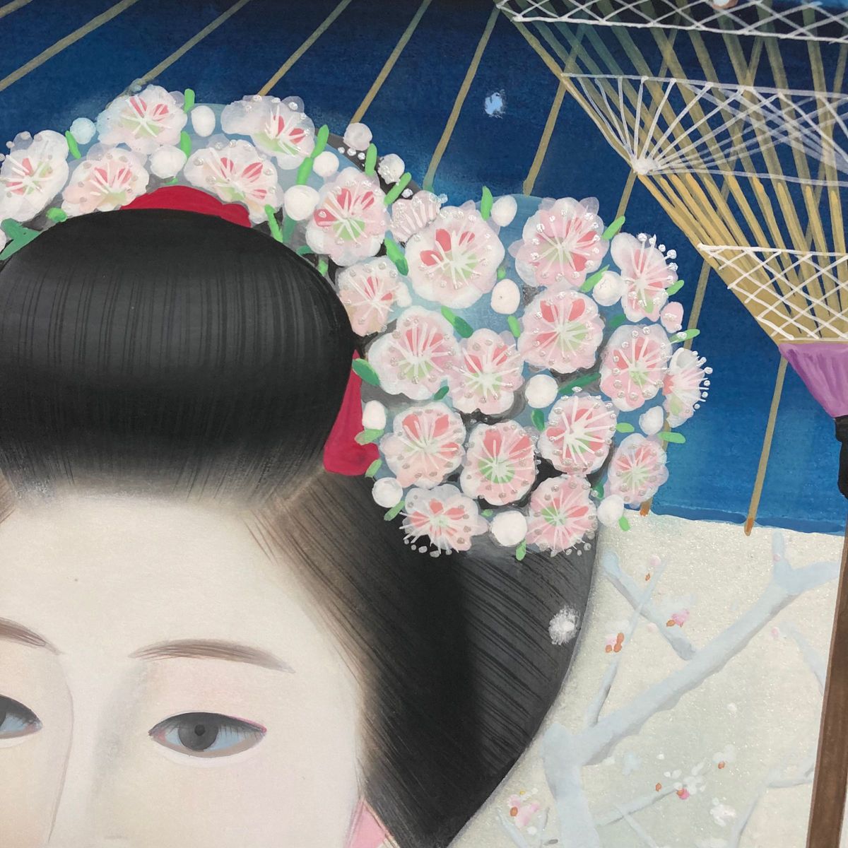 真作保証】中尾淳「春の雪」日本画8号 直筆サイン 落款 共シール 真作保証】中尾淳「春の雪」日本画8号 直筆サイン 落款 共シール