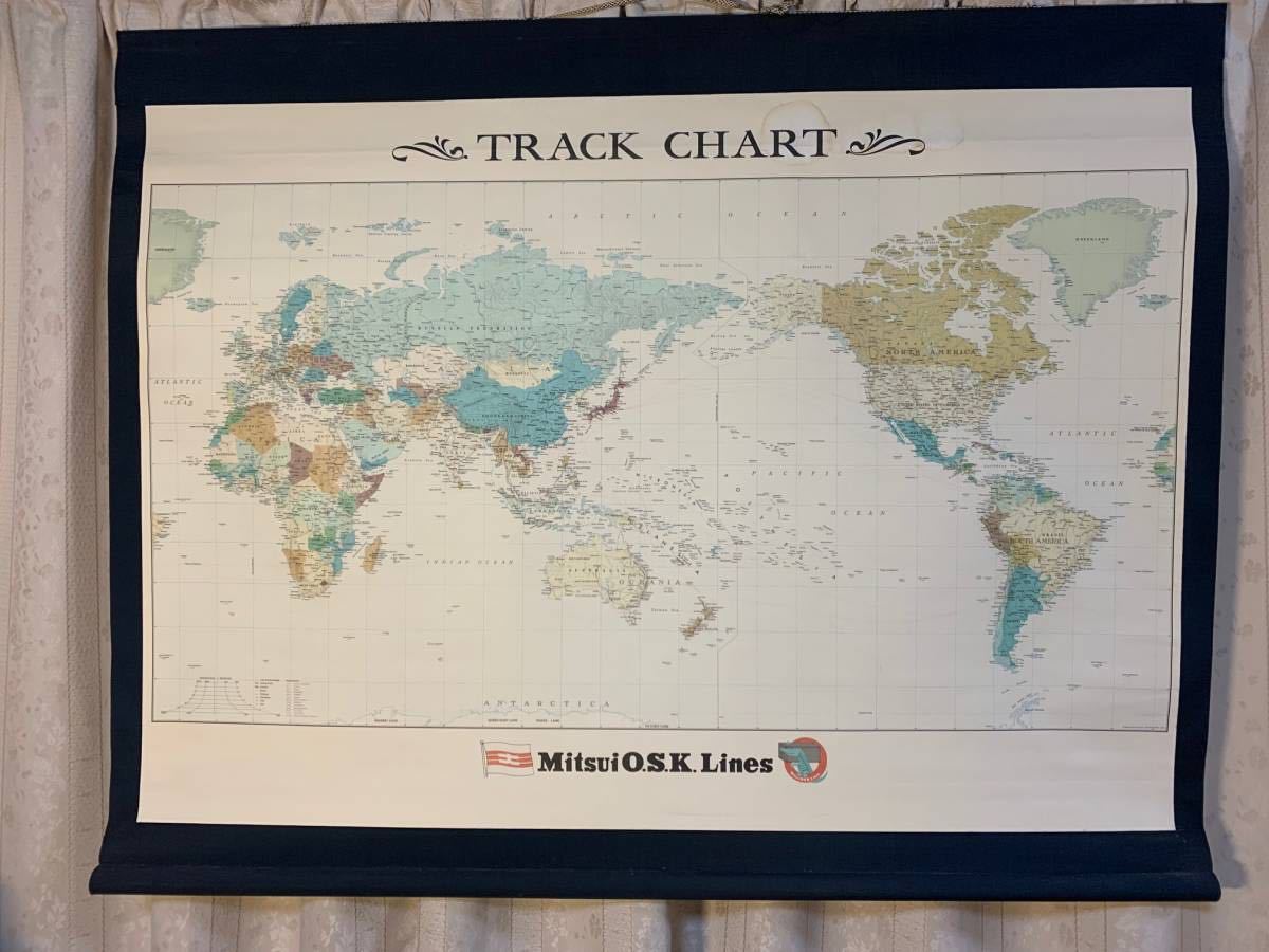 お気にいる】 世界地図 Mitsui O.S.K.Line Track Chart 非売品 世界