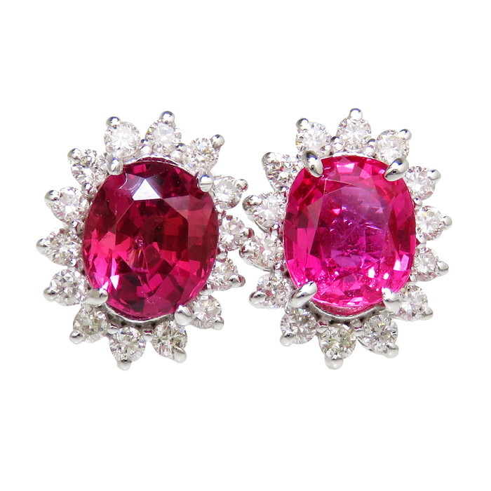 経典 ルビー ※キャッチ新品 スタッド ★★最終特価品 計2.10ct レディース 2.3g K18WGホワイトゴールド ピアス 計0.17×2ct ダイヤモンド スタッドピアス