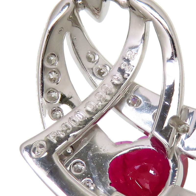  Heart рубин 0.99ct бриллиант итого 0.22ct колье Pt900 платина /Pt850 платина 7.7g 42cm женский 