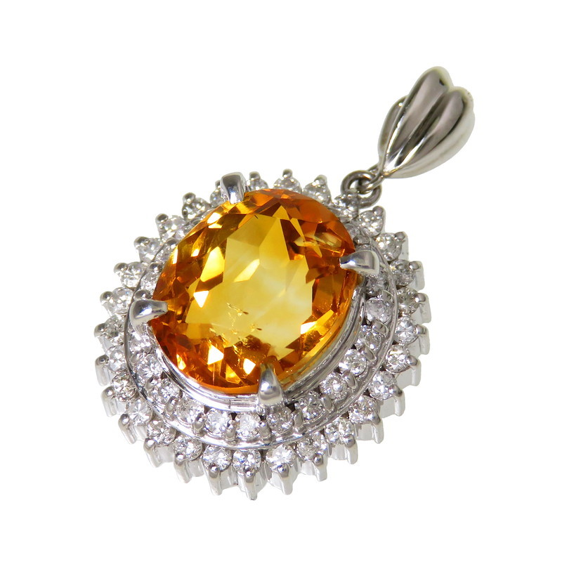 売れ筋ランキングも掲載中! ★★最終特価品 シトリン 3.11ct ダイヤモンド 計0.59ct ペンダントトップ Pt900プラチナ 7.8g レディース プラチナ