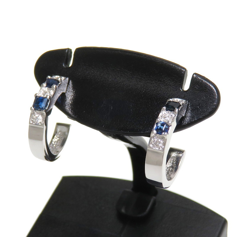 全ての サファイア スタッド 計0.11×2ct レディース 2.7g K18WGホワイトゴールド ピアス 計0.03×2ct ダイヤモンド スタッドピアス