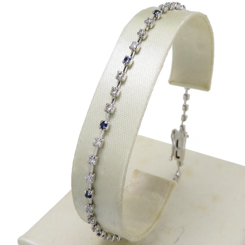 お歳暮・冬ギフト特集 2024 人気ランキング サファイア テニス 計0.31ct レディース 17.5cm 3.8g K18WGホワイトゴールド ブレスレット 計0.72ct ダイヤモンド ホワイトゴールド
