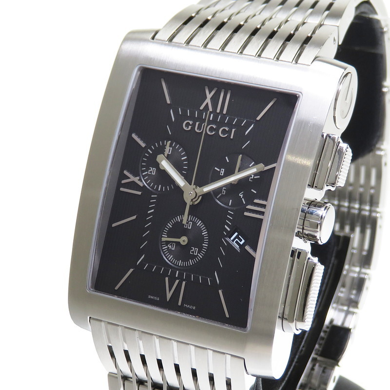 GUCCI/グッチ 8600M Gメトロ 腕時計 ステンレススチール クオーツ 黒 メンズ