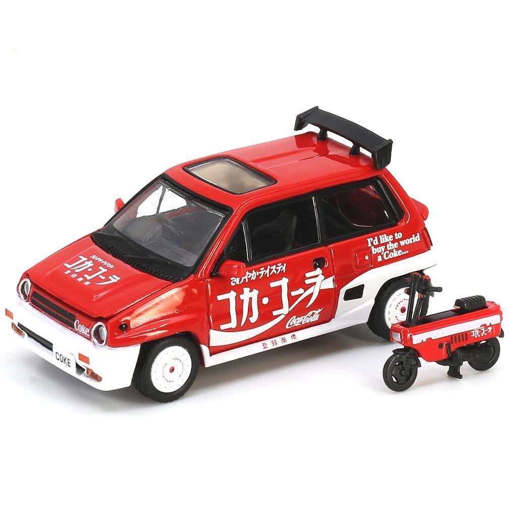 イノモデル 1/64 ホンダ シティ ターボII コカ・コーラ モトコンポ付き Inno Models Honda City Turbo II Coca-Cola ミニカー_画像1