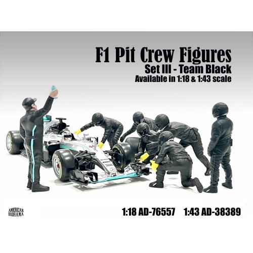 アメリカン ジオラマ 1/18 ピットクルー セットIII ブラック フィギア 7体セット American Diorama Pit Crew Metal Figures Setの画像7