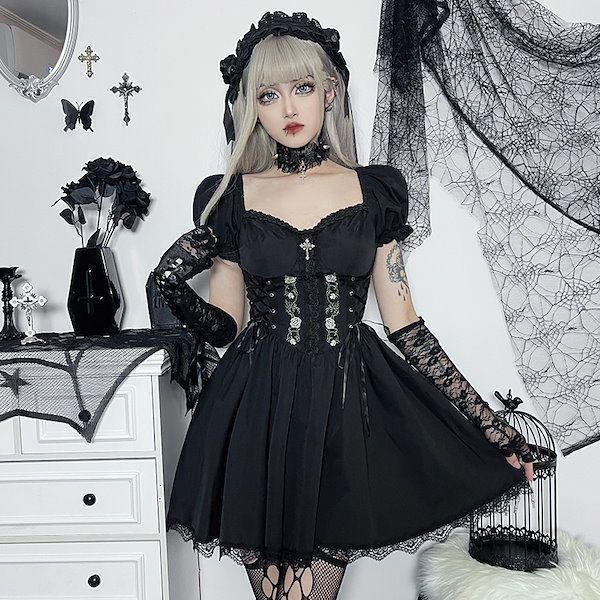  Gothic and Lolita punk One-piece Halloween болезнь . симпатичный чёрный маленький демон костюмированная игра частота симпатичный стиль черный L 0