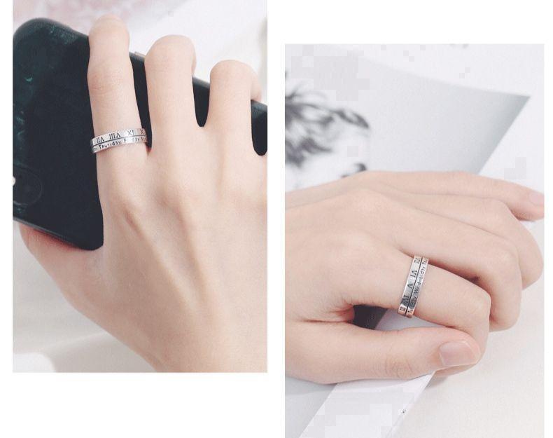 シルバー リング メンズ 指輪 レディース シンプル アクセサリー ローマ数字 韓国 銀色 フリーサイズ オシャレ かっこいい かわいい 6_画像2