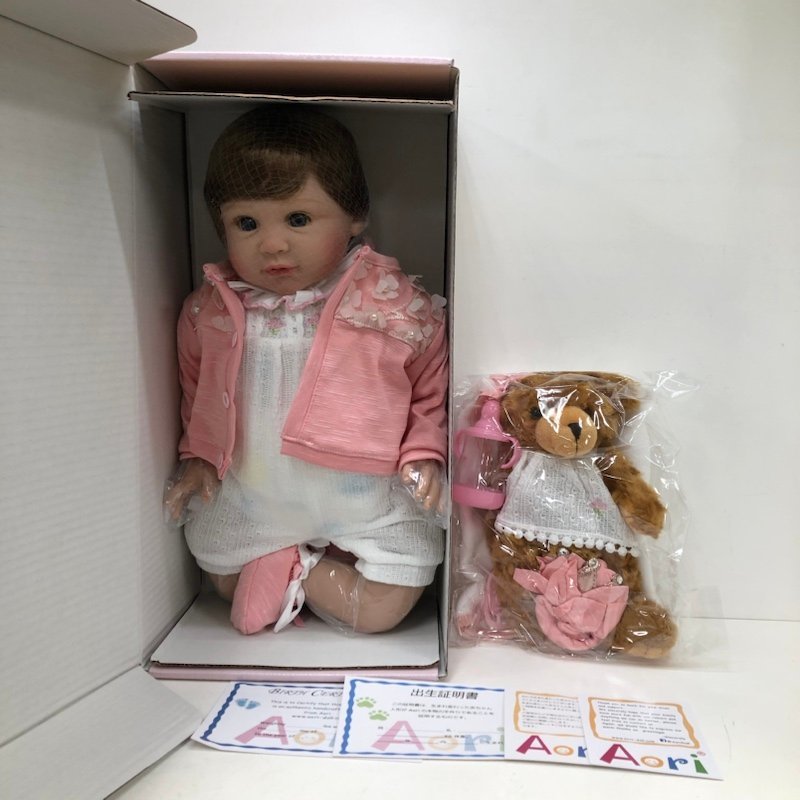 Aori アオリ 新生児人形 手作り リアルな女の赤ちゃん人形 テディベアセット 女の子 231205AG220027_画像1
