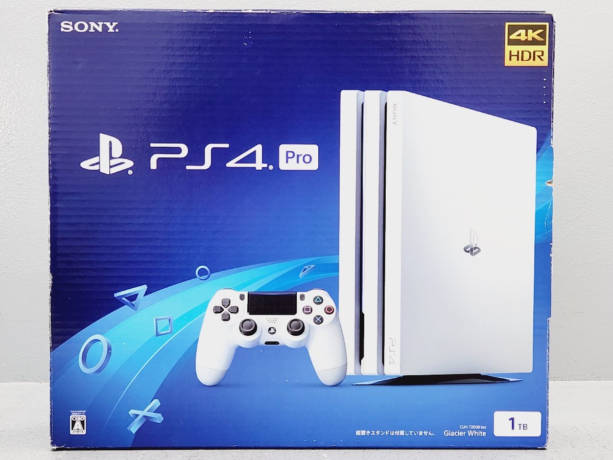 △【4】初期化済み PS4 Pro CUH-7200B グレイシャーホワイト 1TB 同梱不可 1円スタート_画像1