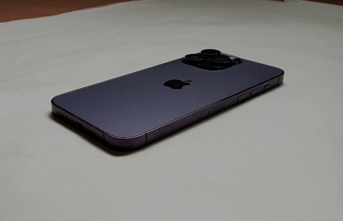 超美品 iPhone 14 Pro Max 128GB 【100％】SIMフリー パープル レザーケース 保護フィルム 3枚 6.7インチ プロ マックス 顔認証 送料無料_画像5