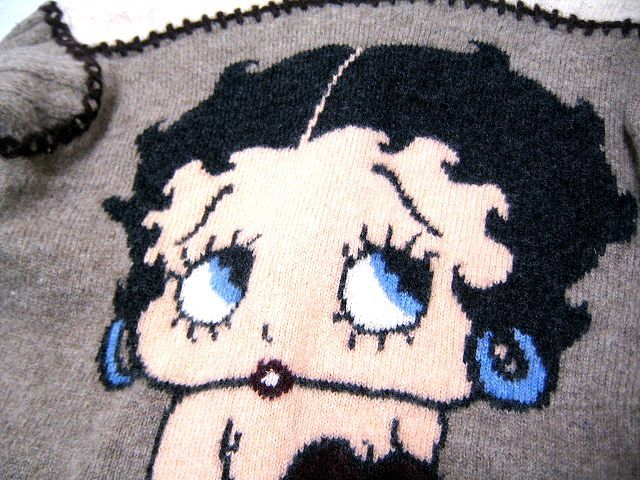 オールド！BETTY BOOP ベティーブープ ベティーちゃん柄のニットカーディガン セーター 希少！VINTAGE！ヴィンテージ レトロ！_画像3