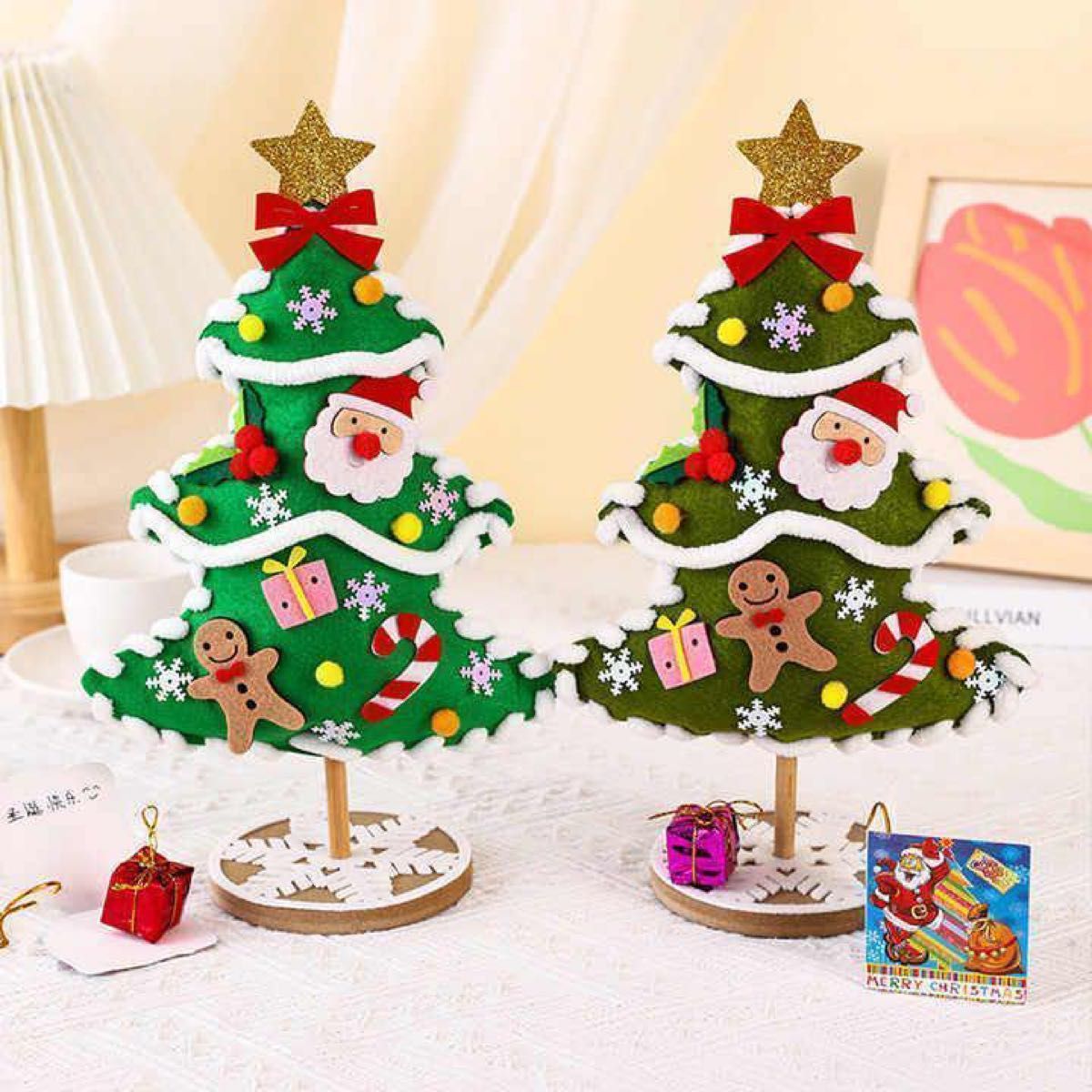 クリスマス 不織布クリスマスツリー 手作り DIY 不織布キット手作りキット ハンドメイド クリスマスツリー フェルト 壁_画像2